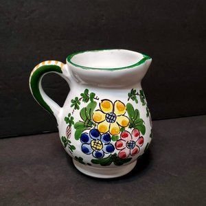 Santa Barbara Ceramics Creamer, hand made in Lima Peru, Hand painted floral